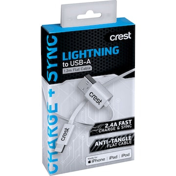 Crest Lightning to USB 1.2m Flat Cable each