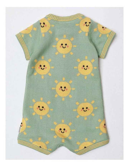 Essentials Louis Knit Romper With Sunny Face In Sage