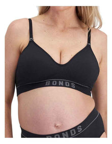 Retro Rib Maternity Wirefree Bra in Black