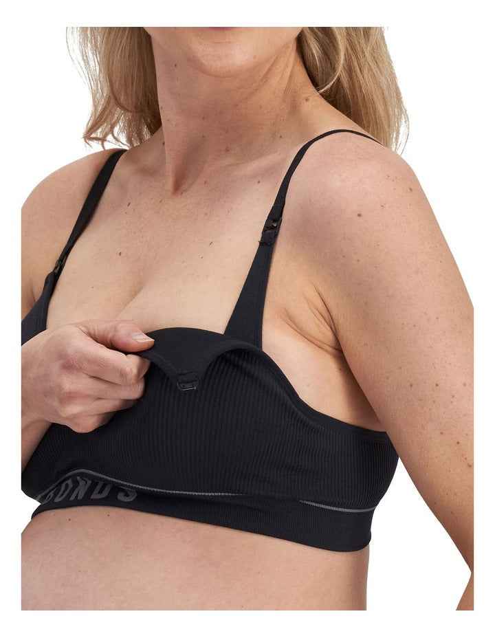 Retro Rib Maternity Wirefree Bra in Black