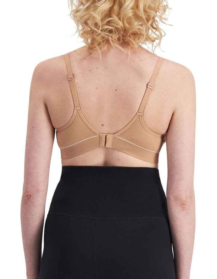 Retro Rib Maternity Wirefree Bra in Beige