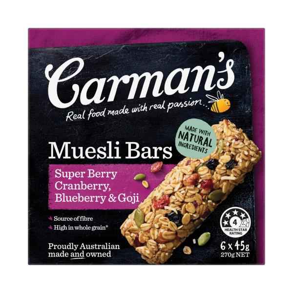Cranberry, Blueberry & Goji Super Berry Muesli Bars 6 Pack