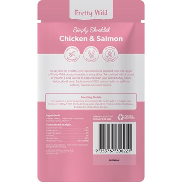 Pretty Wild Chicken Salmon Shredded Wet Cat Food 80g