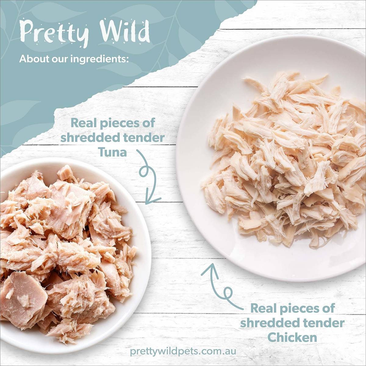 Pretty Wild Cat Food Shredded Chicken & Tuna 80g