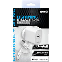 Crest Lightning USB-A Wall Charger & Cable 1m each