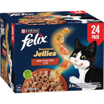 Felix Sensations Jellies Meat Selection Wet Cat Food 85g x 24 pack