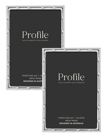 Bamboo Metal Photo Frame 4x6in 2 Pack in Silver