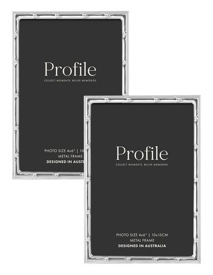 Bamboo Metal Photo Frame 4x6in 2 Pack in Silver