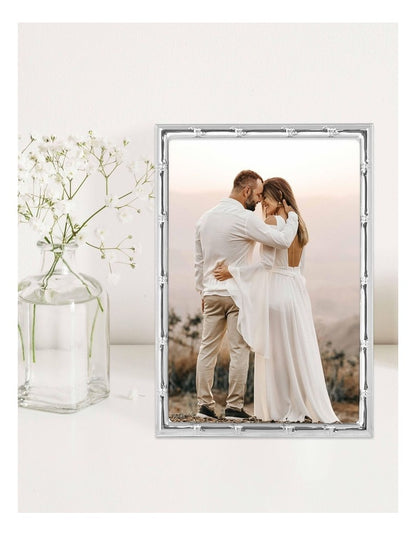 Bamboo Metal Photo Frame 4x6in 2 Pack in Silver
