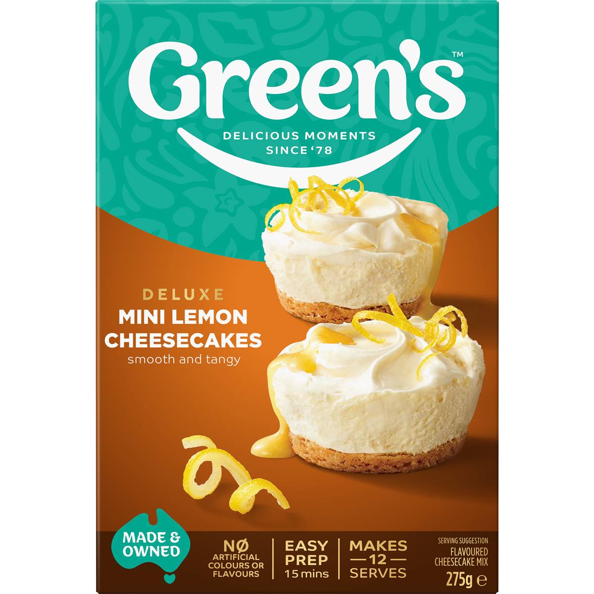 Green's Deluxe Lemon Mini Cheesecake Mix 275g