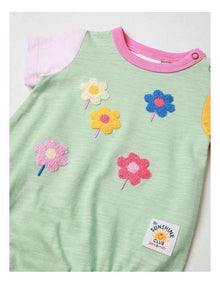 Essentials Short Sleeve Bodysuit With Boucle Daisy In Sage