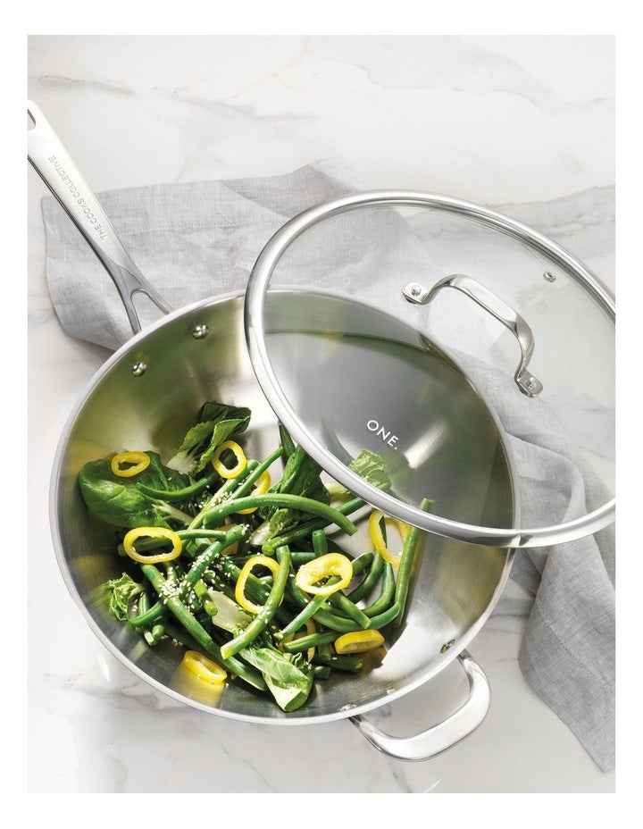 Stainless Steel Wok with Lid & Helper Handle 30cm