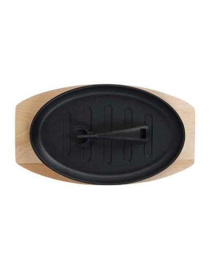 Pre Seasoned SizzlPlate w/Wood Black