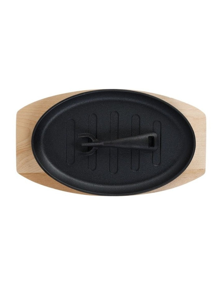 Pre Seasoned SizzlPlate w/Wood Black