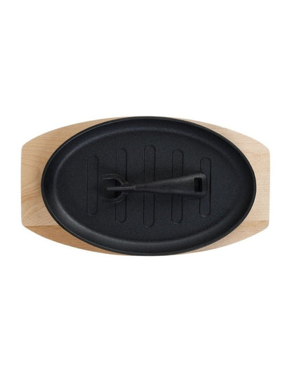 Pre Seasoned SizzlPlate w/Wood Black