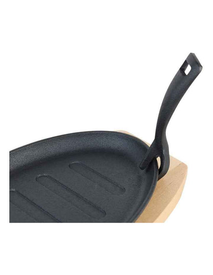 Pre Seasoned SizzlPlate w/Wood Black