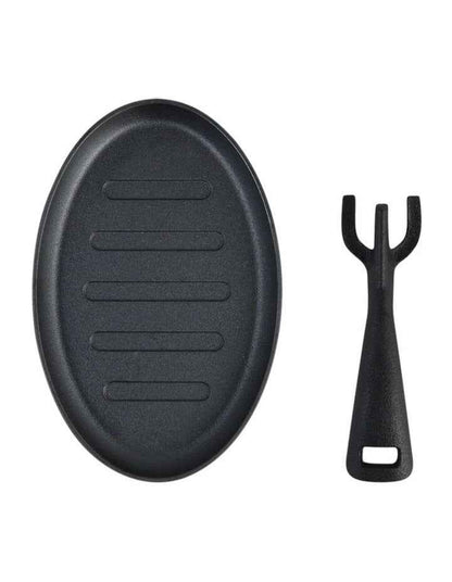 Pre Seasoned SizzlPlate w/Wood Black