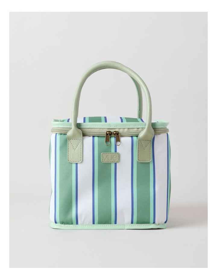 Square Lunch Bag in Green Stripe