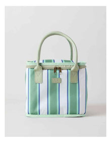 Square Lunch Bag in Green Stripe
