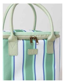 Square Lunch Bag in Green Stripe