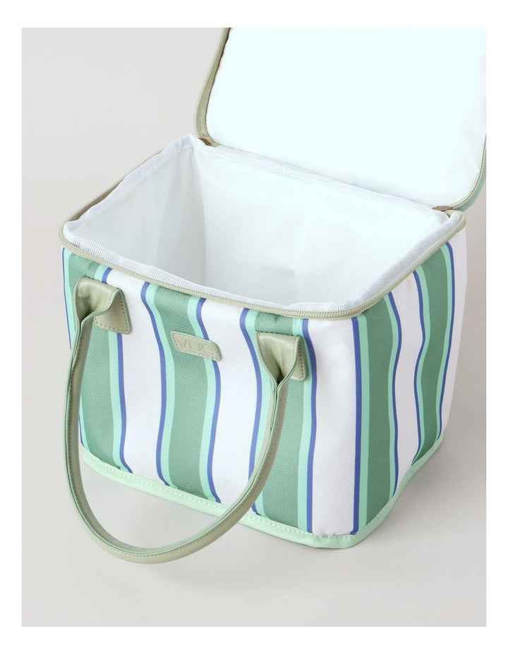 Square Lunch Bag in Green Stripe