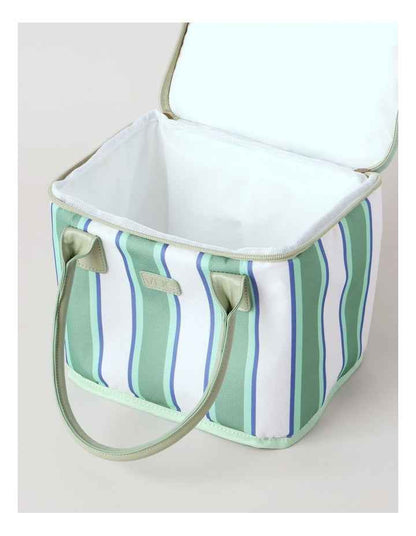 Square Lunch Bag in Green Stripe