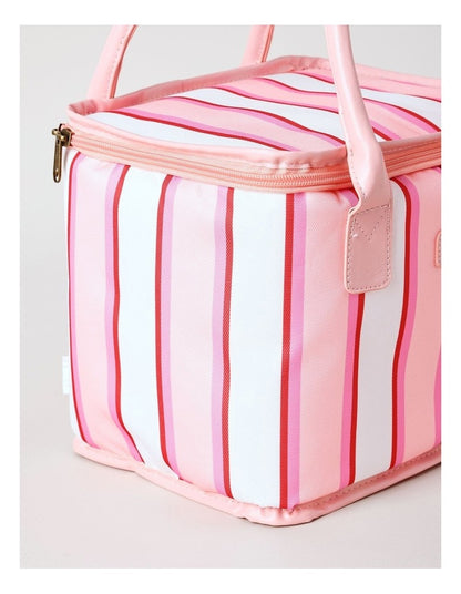 Square Lunch Bag in Pink Stripe