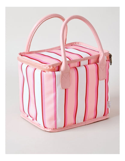 Square Lunch Bag in Pink Stripe