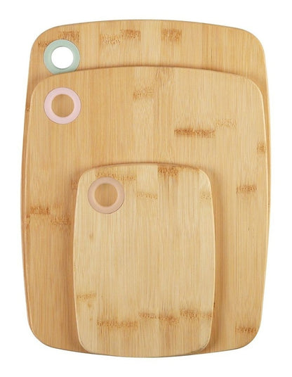 Bamboo Chopping Boards with Silicone Ring - Set of 3