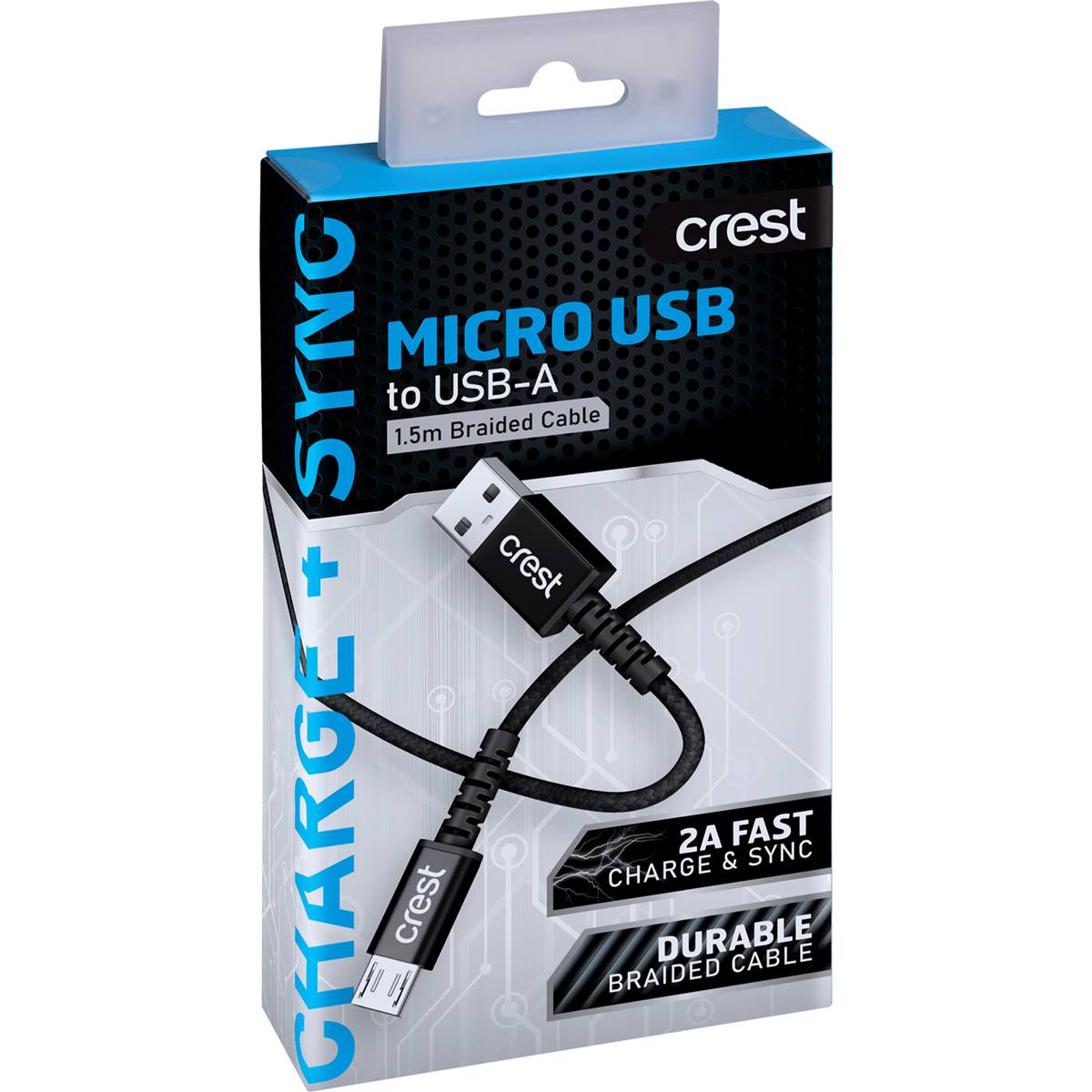 Crest Micro USB to USB-A 1.5m Braided Cable each