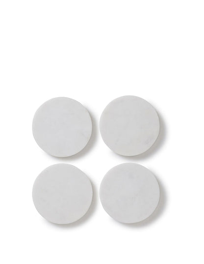 Florence Marble Coasters with Brass Case White
