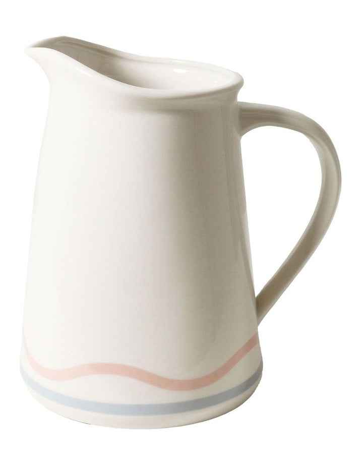 Summer Water Jug  1.4L Vintage White With Pink