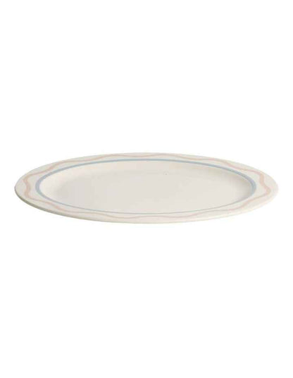 Summer Ribbon Oval Platter 35 x 28 x 2.5cmin  Vintage White With Pink