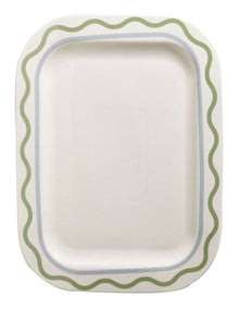 Summer Ribbon Rectangle Platter 37 x 28.5 x 2.5cm in Vintage White WithGreen