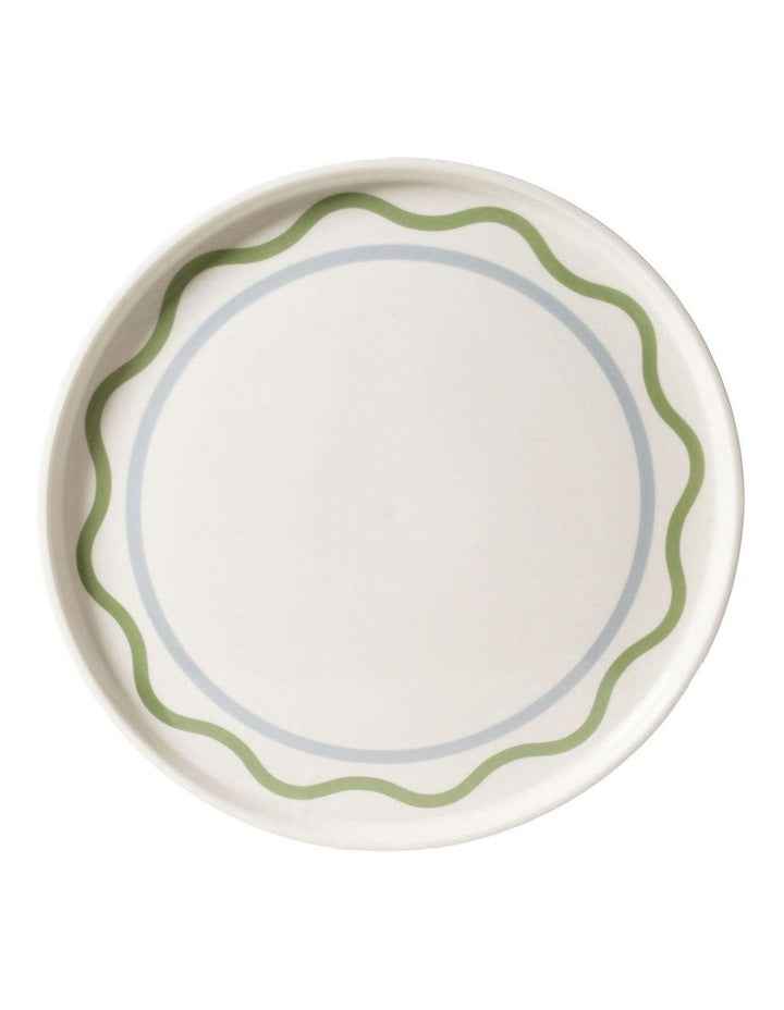 Summer Ribbon Cake Plate 30cm in Vintage White With Green