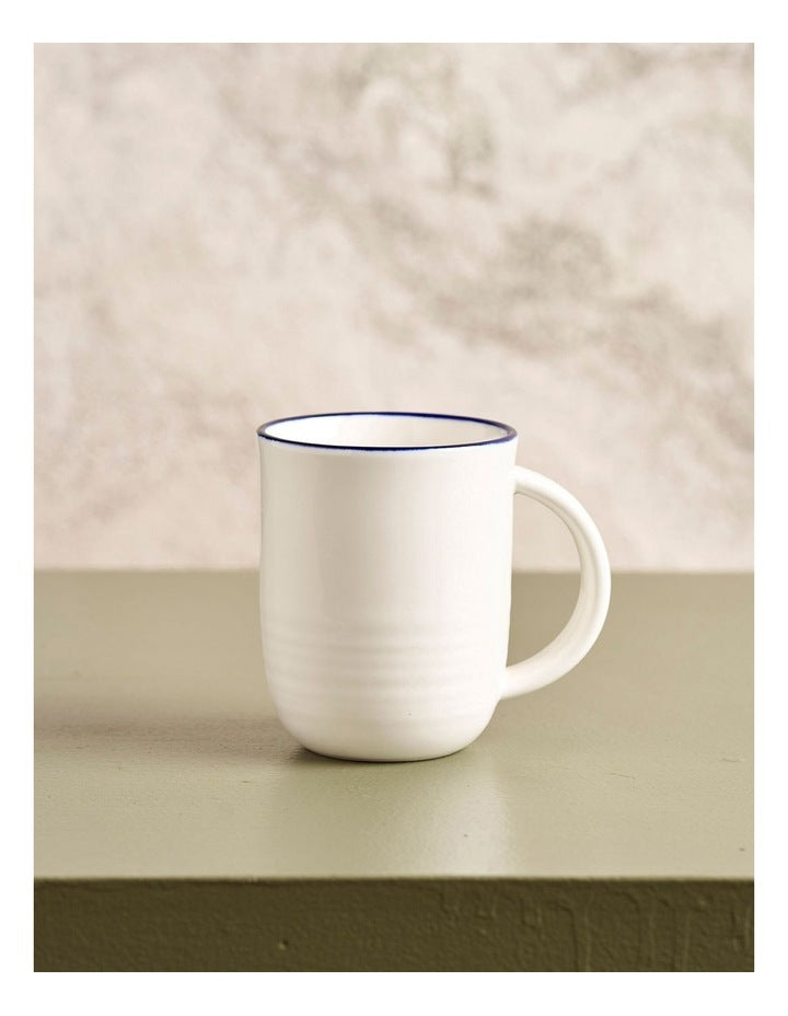 Hampton Set 4 Mugs in White/Blue