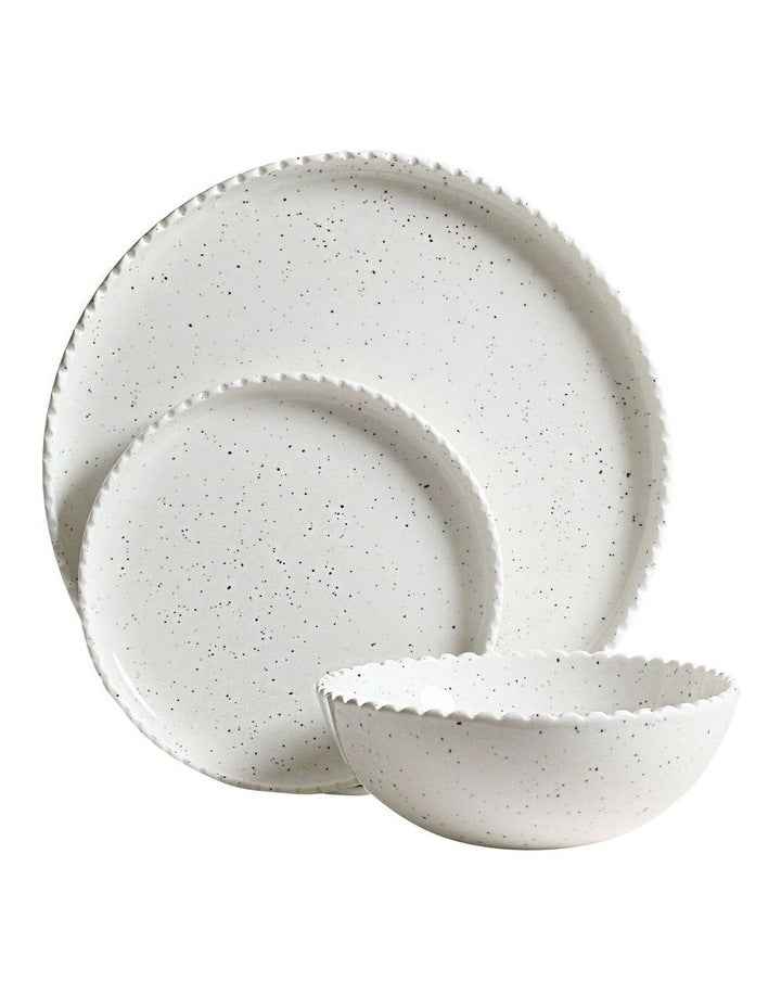 Annie 12 Piece Dinner Set in Speckled White