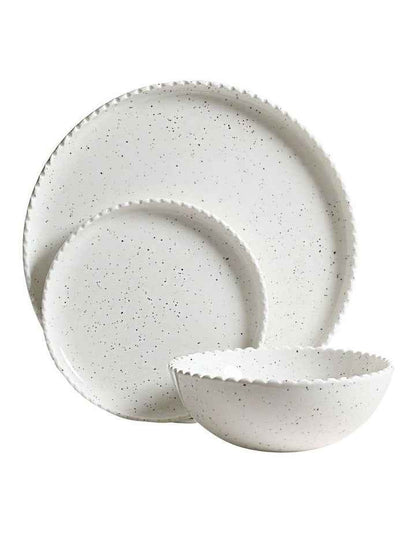 Annie 12 Piece Dinner Set in Speckled White