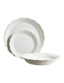 Petal 12 Piece Dinner Set in Speckled White