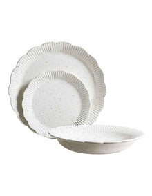 Petal 12 Piece Dinner Set in Speckled White