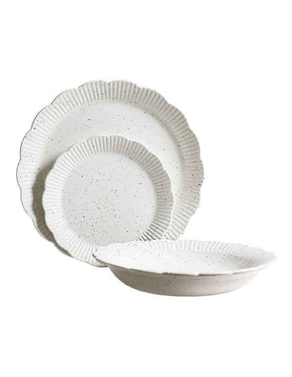 Petal 12 Piece Dinner Set in Speckled White