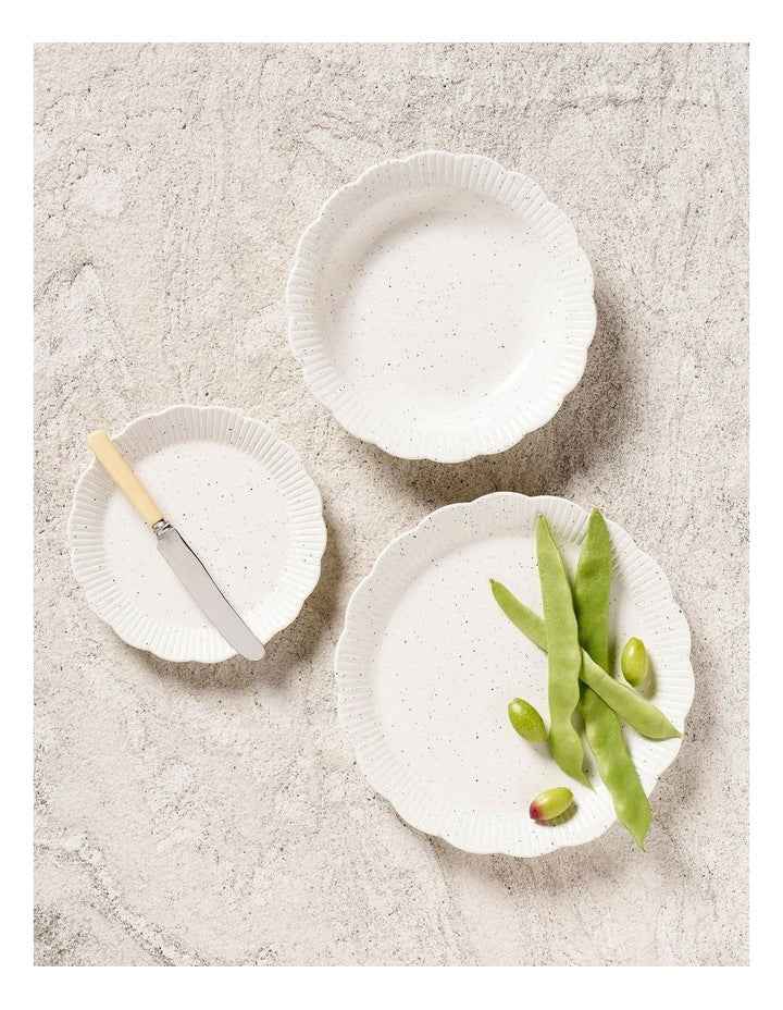 Petal 12 Piece Dinner Set in Speckled White