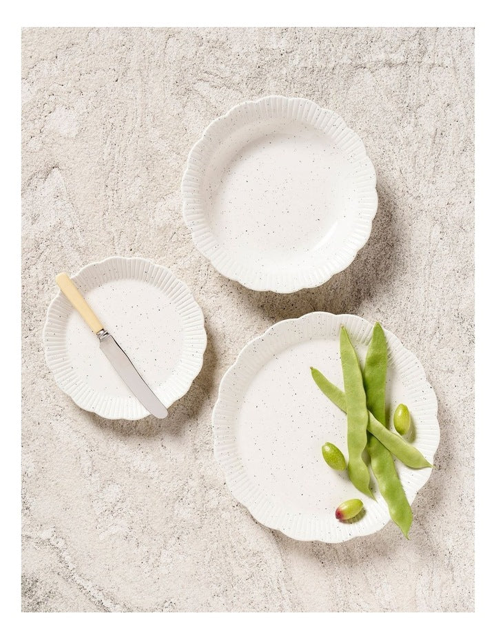 Petal 12 Piece Dinner Set in Speckled White