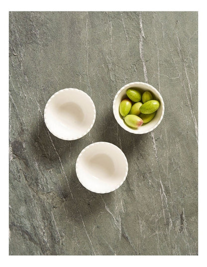 Annie Collection Condiment Bowls Set Of 3 in White