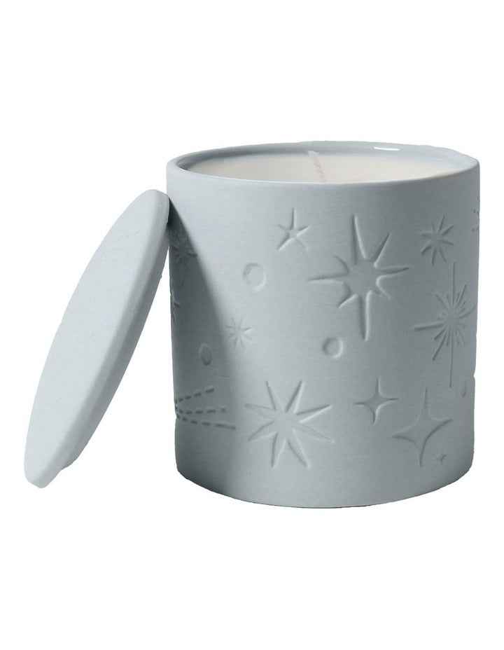 Celestial Debossed Candle With Lid in Ice Blue