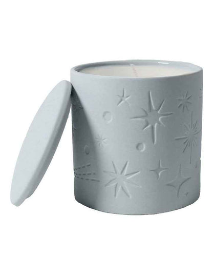 Celestial Debossed Candle With Lid in Ice Blue