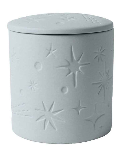 Celestial Debossed Candle With Lid in Ice Blue