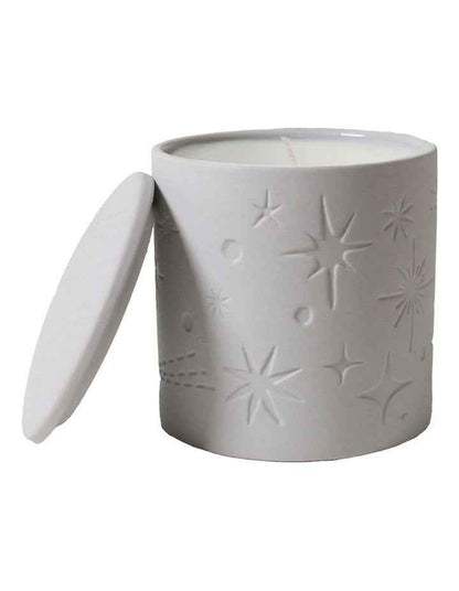 Celestial Debossed Candle With Lid in Grey