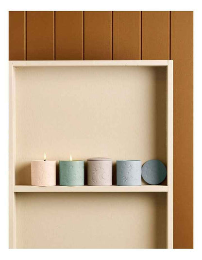 Celestial Debossed Candle With Lid in Grey