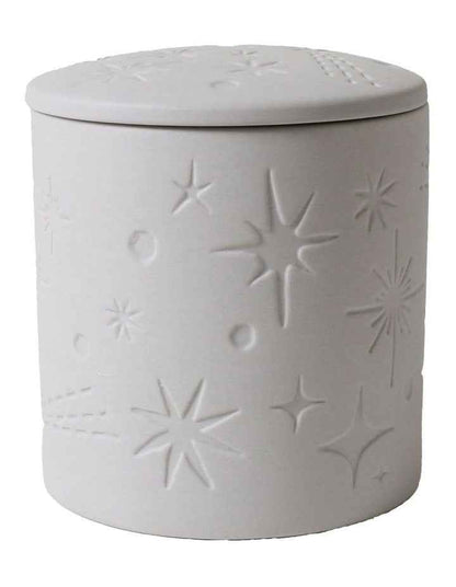 Celestial Debossed Candle With Lid in Grey
